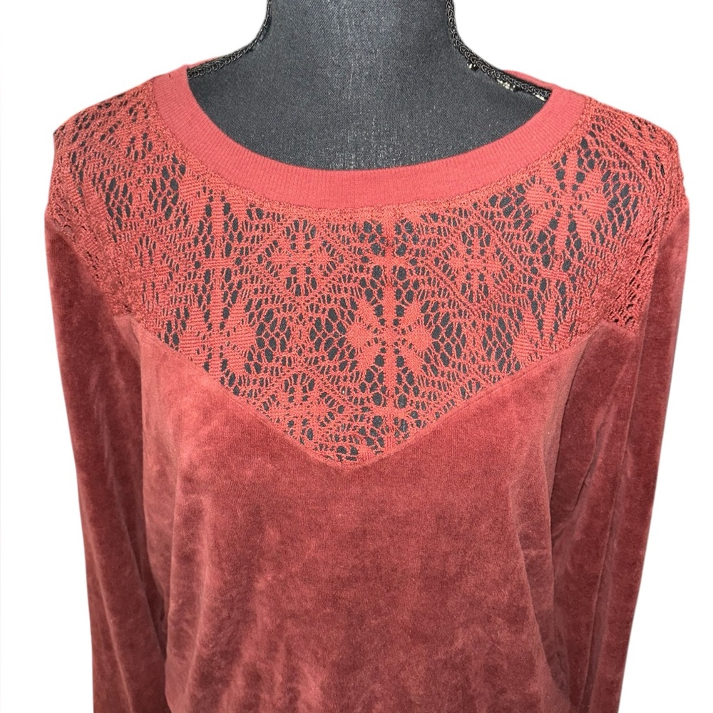 Shyanne velour top with lace detailing XL - Picture 2 of 7